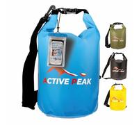 Active Peak® Sac Étanche à Fermeture Dry-Bag Roll-Top 2L/5L/10L/20L - Ultra-Résistant avec Bandoulière, Idéal pour Plage, Bateau & Paddle + Housse Téléphone Étanche (Bleu, 5 litres)