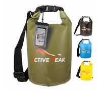Active Peak® Sac Étanche à Fermeture Dry-Bag Roll-Top 2L/5L/10L/20L - Ultra-Résistant avec Bandoulière, Idéal pour Plage, Bateau & Paddle + Housse Téléphone Étanche (Vert, 5 litres)