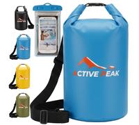 Active Peak® Sac Étanche à Fermeture Dry-Bag Roll-Top 2L/5L/10L/20L - Ultra-Résistant avec Bandoulière, Idéal pour Plage, Bateau & Paddle + Housse Téléphone Étanche (Bleu, 20 litres)