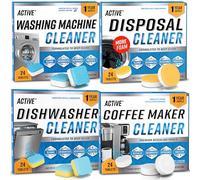 ACTIVE Tablettes de nettoyage pour lave-vaisselle et café - 96 tablettes comprenant un nettoyeur de machine à laver, un lave-vaisselle, un broyeur, une cafetière - Nettoyage en profondeur et