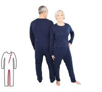 ActivePro Grenouillère zip au dos et jambes - Grenouillère unisexe longue - Couleur bleu - Taille L - 1 pièce