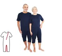 ActivePro Relax Grenouillère Zip au dos et jambes - Grenouillère unisexe courte - Couleur bleu - Taille M - 1 pièce