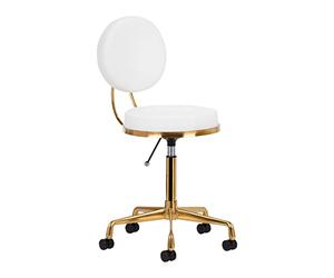 ACTIVESHOP H5 Tabouret de maquillage à roulettes Doré/blanc
