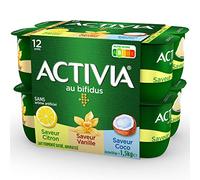 ACTIVIA Yaourt Bifidus Panaché Saveur Coco Vanille Citron 12 x 125 g