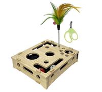 Activité Engageante pour Chat, Jouet Puzzle À Gratter, Lime À Ongles en Bois avec Teaser Interactif, Boîte De Jeu Durable avec Boule De Cloche, Kit De Divertissement pour Chaton Au Design Amusant