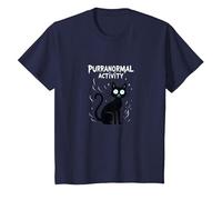Activité Purranormal : Chat Effrayant Halloween T-Shirt, Enfant, Bleu Marine, 12 Ans