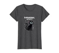 Activité Purranormal : Chat Effrayant Halloween T-Shirt, Femme, Chiné Foncé, XL