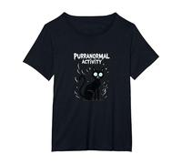 Activité Purranormal : Chat Effrayant Halloween T-Shirt, Femme Grandes Tailles, Noir, 1X