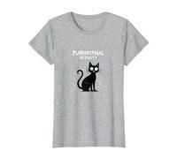 Activité Purranormal : Chat Effrayant Halloween T-Shirt, Femme, Gris Chiné, XL