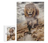 Activité sans Écran : Mindset Lion Vs Man, 300 PCS, Puzzle Décoratif en Bois, pour Un Loisir Créatif en Intérieur