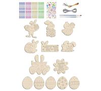 Activités de Pâques pour,Œuf En Bois Brut À Peindre | Lapin De Pâques DIY À Décorer | Fournitures Artistiques Famille Cadeau Fête Scolaire Maison Vacances