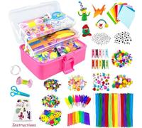 Activites Manuelles pour Enfants Kit Bricolage pour Enfant 4-12 Ans - Loisirs Créatifs avec Pipe Cleaners Pompons Plumes - Fournitures Éducatives pour Activités Enfantines