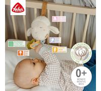 Activity-Schaf NATUR-Motorikspielzeug zum Aufhängen mit spannenden Anhängern zum Greifen und Geräusche erzeugen mit Bio-Baumwolle aus kontrolliertem Anbau (kbA)-für Babys ab Geburt