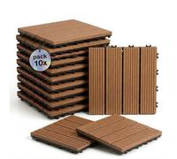 ActivoTex Dalles Terrasse WPC 30x30 cm Lot de 10 - Dalle Clipsable Extérieur Antidérapante, Sol Terrasse Extérieur et Sol Balcon Exterieur Résistant à l’Eau pour Salle de Bain et Douche