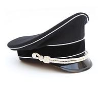 ACTJ.M Casquette d'officier allemand avec cordon de menton argenté (7 5/8 61 cm), noir, 61 EU