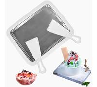 ACTOYS Machine à Crème Glacée, Plaque à Glace Roulée avec 2 Spatules, Ice Roll Plaqueen, Machine à Yaourt Glacée, DIY Ice Cream Rolls Maker pour Glaces, Sorbets, Yaourts Glacés- Blanc