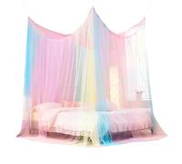 ACTOYS Moustiquaire de Lit, Moustiquaire Exterieur Rectangulaire, Blanc Moustiquaire Ciel de Lit, Lit Double Simple, Moustiquaire Bébé Facile à Installer pour Lit Bébé (Coloré-3 Porte)