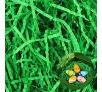 ACTOYS Papier Déchiqueté 200g Herbe de Paques, Rafia Vert Paques, Papier Raphia pour Remplissage de Panier, Raphia Papier Dechiquete pour Panier de Pâques (Vert foncé froissé, 200g)
