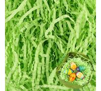 ACTOYS Papier Déchiqueté 200g Herbe de Paques, Rafia Vert Paques, Papier Raphia pour Remplissage de Panier, Raphia Papier Dechiquete pour Panier de Pâques (Herbe verte ridée, 200g)