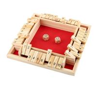 ACTOYS Shut The Box Jeu de Dés en Bois Classique avec 2 Dés pour 4 Joueurs, Table de Société et Echecs - pour Enfants et Adultes (Fond Rouge)