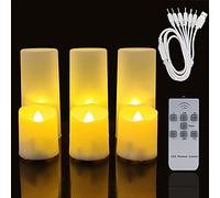 Actpe Lot de 6 bougies électriques LED rechargeables sans flamme clignotantes pour décoration de Noël, mariage, fête d'anniversaire, fête d'Halloween, avec minuterie et télécommande