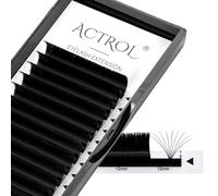 ACTROL Easy Fan Extensions de cils 0,10 C 60° Curl 15 mm Plateau de cils russes pré-faits 3D-20D Résistent à 100 ℃