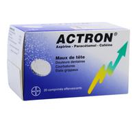 Actron Acide Acétylsalicylique Paracétamol Caféine Maux De Tête 20 Comprimés Effervescents