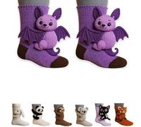 ActSo Chaussettes Animaux tricotées en 3D,Chaussettesamusantes en Tricot 3D pour Femme -Chaussettesen Tricot Animaux,Coton Double épaisseur, Amusantes, de Sol Chaudes for l'hiver-C