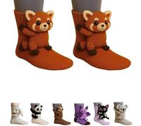 ActSo Chaussettes Animaux tricotées en 3D,Chaussettesamusantes en Tricot 3D pour Femme -Chaussettesen Tricot Animaux,Coton Double épaisseur, Amusantes, de Sol Chaudes for l'hiver-D