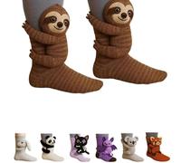 ActSo Chaussettes Animaux tricotées en 3D,Chaussettesamusantes en Tricot 3D pour Femme -Chaussettesen Tricot Animaux,Coton Double épaisseur, Amusantes, de Sol Chaudes for l'hiver-E