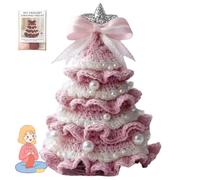 ActSo diy crochet christmas tree kit handmade holiday decoration set,Beginner Crochet DIY Christmas Tree Kit,Craft Kit with Yarn, Hook,Beads & Instructions,Best Gift for Friends and Family-A
