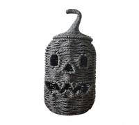 ActSo Halloween Woven Seagrass Pumpkin with Witch Hat lid(B) | Woven Pumpkin Basket, Halloween Table Decor, Realistic Woven Pumpkin Candle Holder for Table Mantel Fireplace