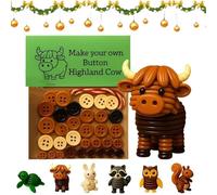ActSo Kits D'ornements Bouton Vache des Highlands,Kit D'artisanat De Vache Highland Button DIY,Kits Décorations Noël en Forme,Accessoires Vacances Créatifs, Art Mignon en Forme-A
