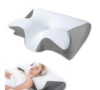 ActSo Nuviya Papillon 3 Oreiller,Oreiller Gamaneo,Coussin Cervicales Douloureuses,Oreiller Ergonomique Cervical Memoire De Forme,2 en 1 Oreiller Orthopédique À Mémoire De Forme pour La Nuque-A