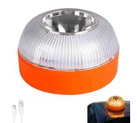 ActSo V16 Lampe d'avertissement rechargeable avec base magnétique pour toit de voiture,Lumière LED clignotante 360° étanche IP54 Remplacement pour triangle de signalisation,convient pour voiture (A)