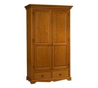 Armoire Penderie Pin Miel 2 Portes 2 Tiroirs 6 Niches L 114.5 H 195 P 54 cm - L 114.5 x l 54 x H 195 cm marron