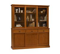 ACTUAL DIFFUSION 38846 Windsor Buffet Vaisselier Bibliothèque avec 6 Portes Coulissantes Bois Miel 42 x 178 x 199 cm