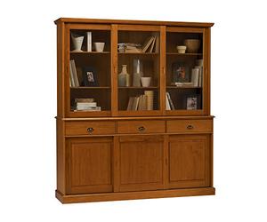 ACTUAL DIFFUSION 38846 Windsor Buffet Vaisselier Bibliothèque avec 6 Portes Coulissantes Bois Miel 42 x 178 x 199 cm