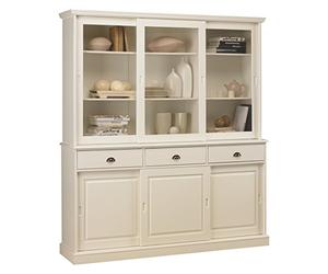 ACTUAL DIFFUSION 40846 Windsor Bibliothèque/Vaisselier avec 6 Portes Coulissantes Bois Blanc 42 x 178 x 199 cm