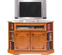 ACTUAL DIFFUSION Alsace Meuble TV d'angle 2 Portes 1 Abattant plaqué Merisier, Bois, 77,5x114x77 cm