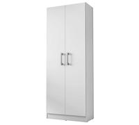 ACTUAL DIFFUSION Armoire 2 Portes Blanche Multifonctions 5 Niches L 61 H 160.6 P 31.5 cm