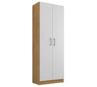 ACTUAL DIFFUSION Armoire 2 Portes Chêne et Blanc 5 Niches L 61 H 170.6 P 35.3 cm