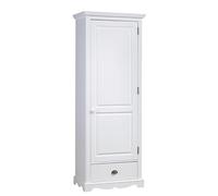 ACTUAL DIFFUSION Armoire Bonnetière Blanche Style Anglais 1 Porte 1 Tiroir 3 Tablettes L 70 H 186 P 42 cm