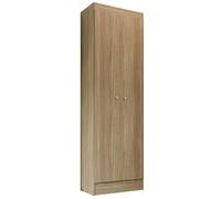 ACTUAL DIFFUSION Armoire Multifonctions Imitation Chêne 2 Portes 6 Niches 5 Étagères L 63 H 180 P 35 cm