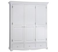 ACTUAL DIFFUSION Armoire Penderie Blanche Style Anglais 3 Portes 3 Tiroirs 164,3 x 194,8 x 54,5 cm