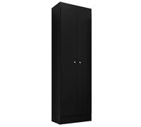 ACTUAL DIFFUSION Aura Armoire Multifonctions Noire 2 Portes 6 Niches 5 Étagères L 55 cm H 182.4 cm P 35 cm