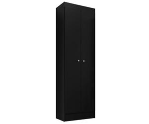 ACTUAL DIFFUSION Aura Armoire Multifonctions Noire 2 Portes 6 Niches 5 Étagères L 55 cm H 182.4 cm P 35 cm