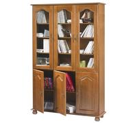 ACTUAL DIFFUSION Bibliothèque Chêne 6 Portes 10 Etagères 12 Niches L 120.6 H 182.2 P 33 cm