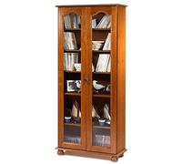 Actual Diffusion Bretagne Bibliothèque 2 Portes Vitrées Chêne Rustique, Bois, 33x81,4x182,2 cm