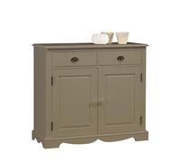 ACTUAL DIFFUSION Buffet 2 Portes 2 Tiroirs Gris Taupe 2 Niches Style Anglais L 101 H 90 P 42 cm